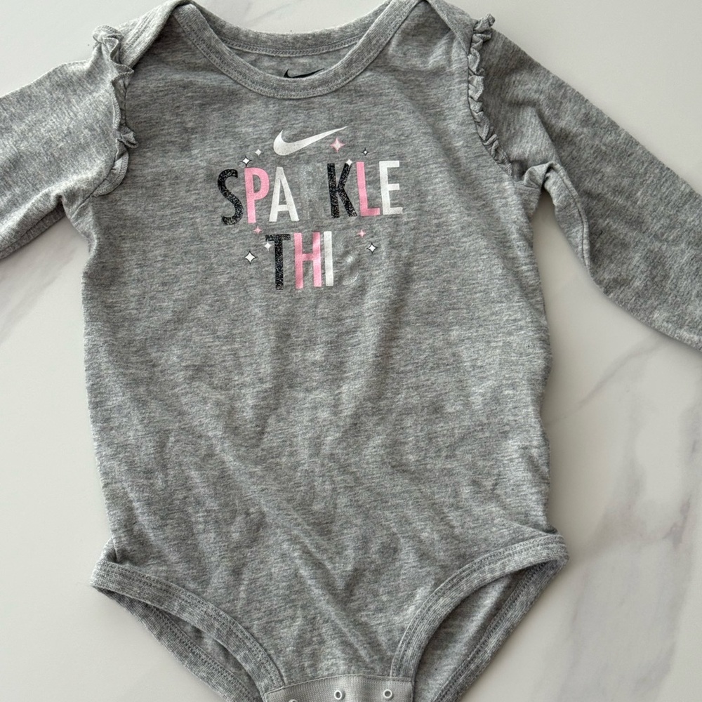 Nike Gray Baby Onesie with Sparkle Designs